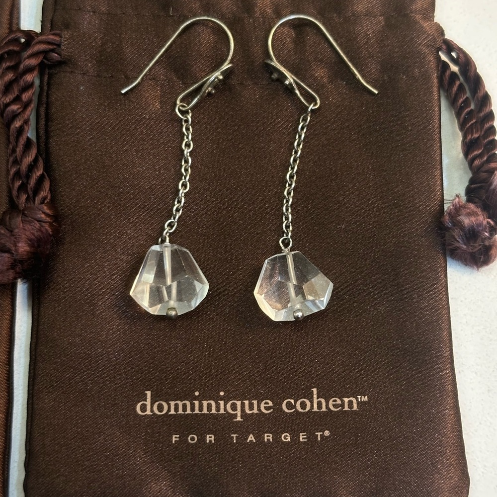 Dominique Cohen Silver Necklace with Clear Accents Matching Earrings EUC Target - Picture 4 of 13